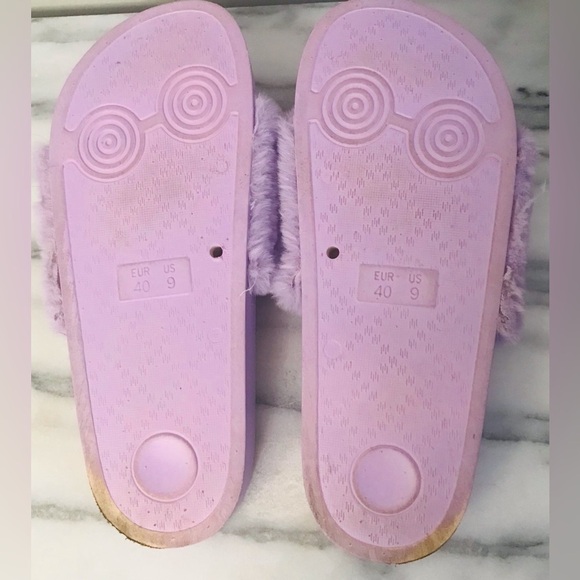 Trillium Women’s Lavender Purple Fur Slide Size 9 - Picture 5 of 6